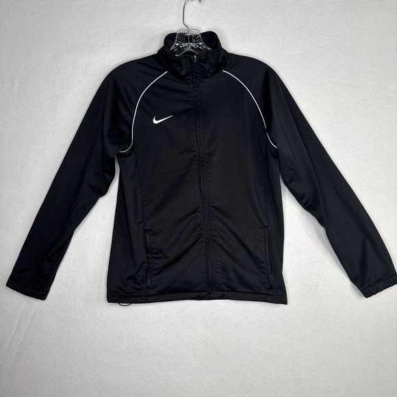 Nike Jackets & Blazers - Nike Womens Black Zip Up Jacket Large Swoosh Activewear Athletic Full Zip